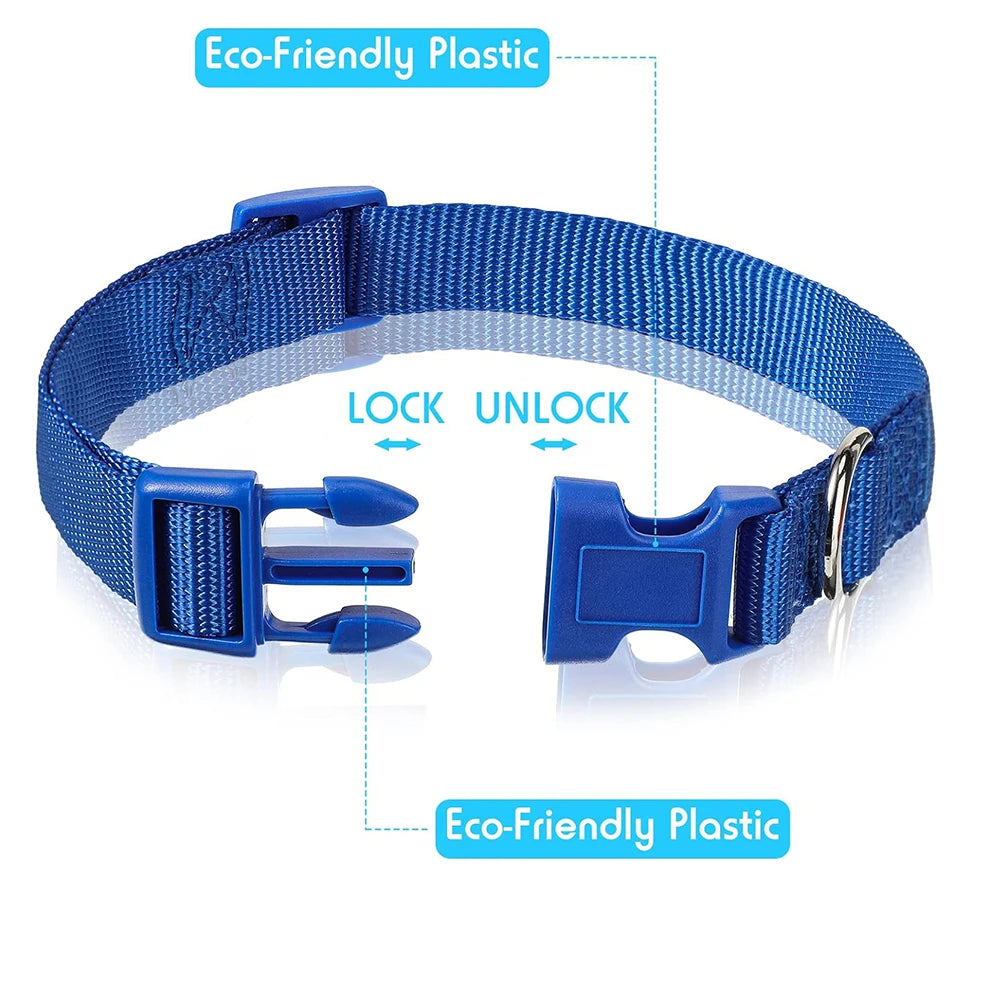 Adjustable Nylon Dog Collar for Small & Large Dogs – Durable & Safe